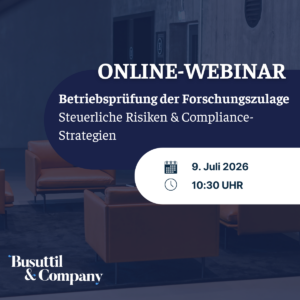 Webinar Betriebsprüfung der Forschungszulage Webinar Betriebsprüfung der Forschungszulage